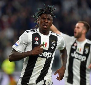 Moise Kean celebra su gol con la Juventus de Turín Moise Kean celebra su gol con la Juventus de Turín