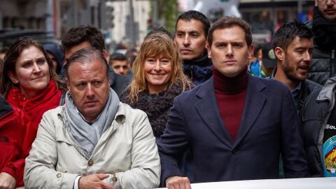Albert Rivera en la manifestaci&oacute;n convocada por Jusapol en Madrid