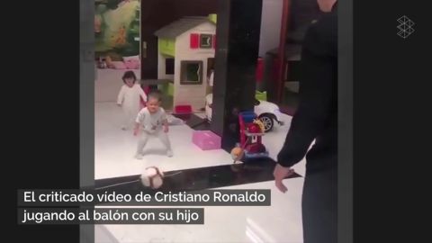 El ni&ntilde;o juega a la pelota y ella con un carrito de la limpieza: el criticado v&iacute;deo de Cristiano Ronaldo