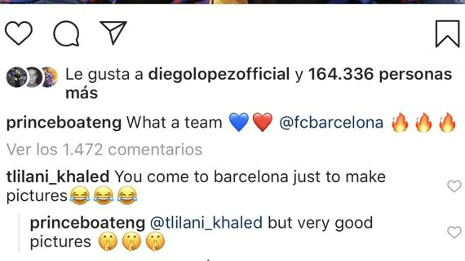 Boateng responde a un seguidor en Instagram