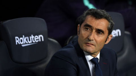 Ernesto Valverde, en el banquillo del Camp Nou