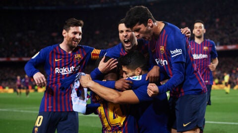 El Barcelona celebra un gol