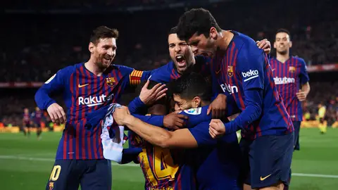 El Barcelona celebra un gol El Barcelona celebra un gol