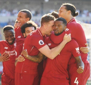 El Liverpool celebra un gol El Liverpool celebra un gol