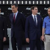 Pablo Casado, Pedro Sánchez, Albert Rivera y Pablo Iglesias en el debate de RTVE