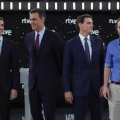 Los candidatos al Gobierno, juntos en el debate electoral de TVE Los candidatos al Gobierno, juntos en el debate electoral de TVE