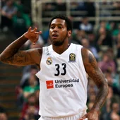 Trey Thompkins, en un partido con el Real Madrid Trey Thompkins, en un partido con el Real Madrid