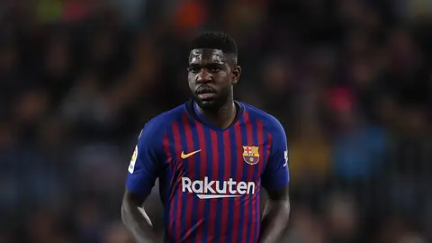 Samuel Umtiti durante un partido de LaLiga Samuel Umtiti en el Campo Nou