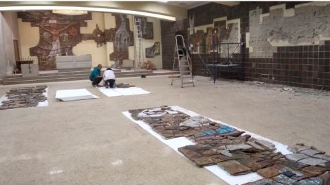 Obras de desmontaje de la parroquia de Cristo Rey en Bilbao