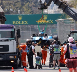George Russell tras su accidente en Azerbaiyán George Russell tras su accidente en Azerbaiyán