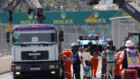 George Russell tras su accidente en Azerbaiy&aacute;n