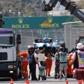George Russell tras su accidente en Azerbaiyán George Russell tras su accidente en Azerbaiyán