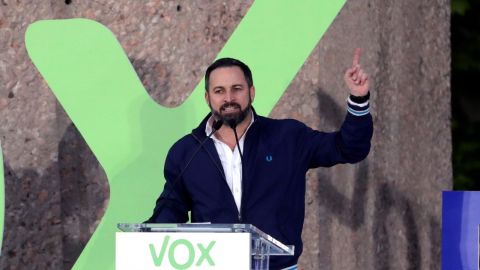 Santiago Abascal en el acto de cierre de campaña de Vox