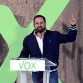 Santiago Abascal en el acto de cierre de campaña de Vox