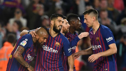 El Barcelona celebra un gol