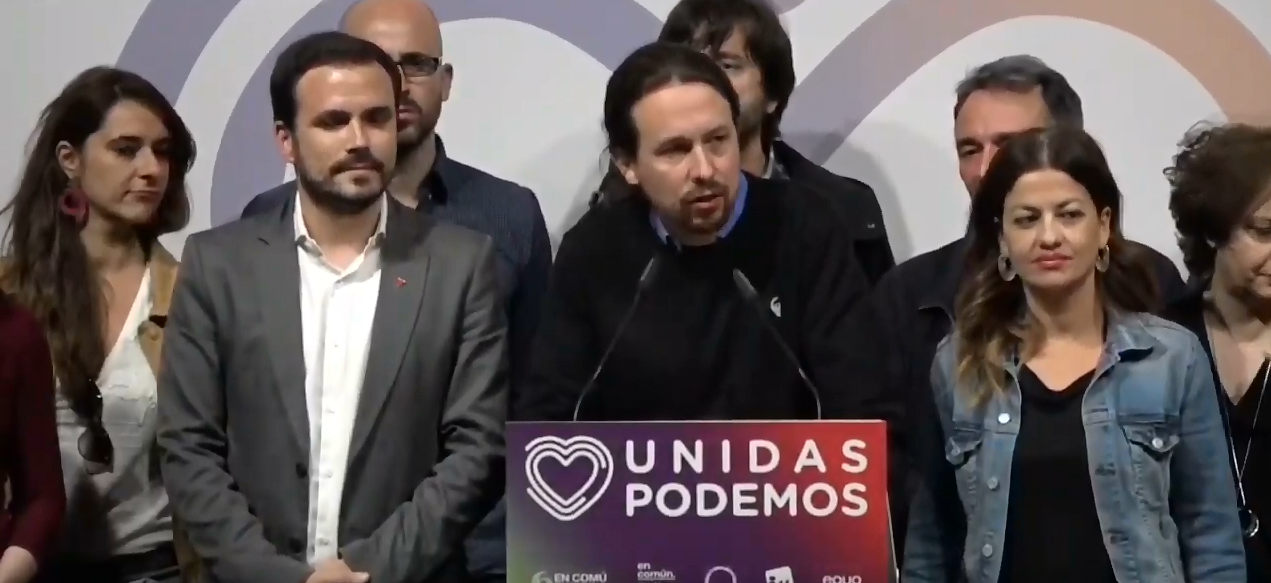 Pablo Iglesias: "El resultado es suficiente para frenar a la extrema derecha y construir un gobierno de coalición de izquierdas" Pablo Iglesias: "El resultado es suficiente para frenar a la extrema derecha y construir un gobierno de coalición de izquierdas"