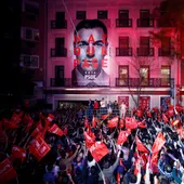 Celebración en Ferraz tras la victoria del PSOE en las elecciones generales Celebración en Ferraz tras la victoria del PSOE en las elecciones generales