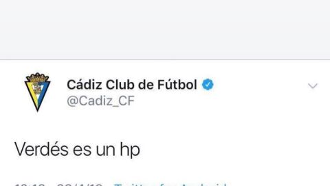 El tweet publicado por el C&aacute;diz