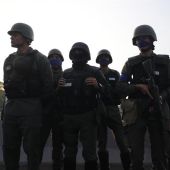 Un grupo de militares en la base de La Carlota, al este de Caracas