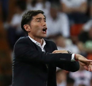 Marcelino, durante el partido contra el Arsenal Marcelino, durante el partido contra el Arsenal