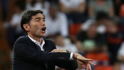 Marcelino, durante el partido contra el Arsenal
