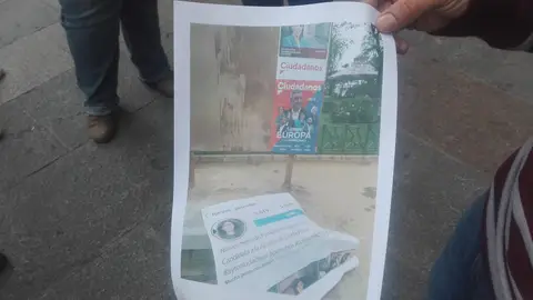 Unidas Podemos denuncia que C´s arranco sus carteles electorales Unidas Podemos denuncia que C´s arranco sus carteles electorales