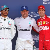 Hamilton, Bottas y Vettel, tras la clasificación del GP de España Hamilton, Bottas y Vettel, tras la clasificación del GP de España
