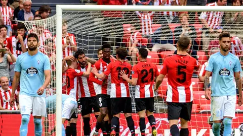 El Athletic celebra un gol ante el Celta El Athletic celebra un gol ante el Celta