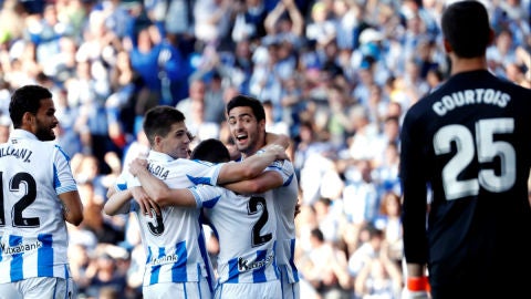 La Real Sociedad celebra un gol ante el Real Madrid