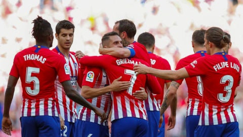 El Atl&eacute;tico celebra un gol