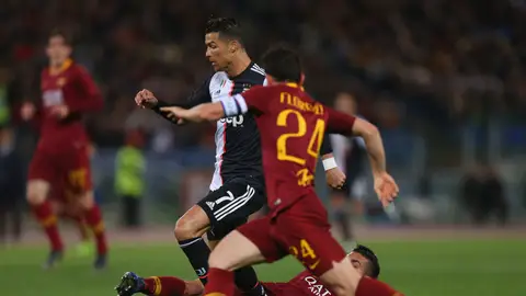 Cristiano con Florenzi durante el Roma-Juventus Cristiano con Florenzi durante el Roma-Juventus