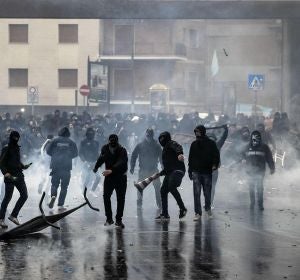 Ultras del Lazio antes de la final de la Copa italiana Ultras del Lazio antes de la final de la Copa italiana
