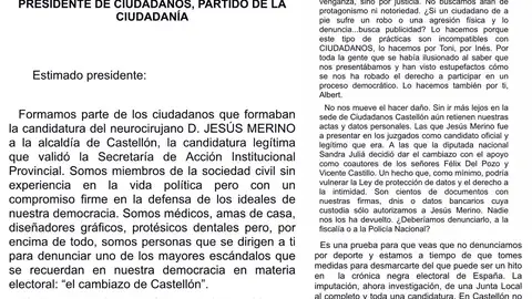 CARTA A ALBERT RIVERA CIUDADANOS