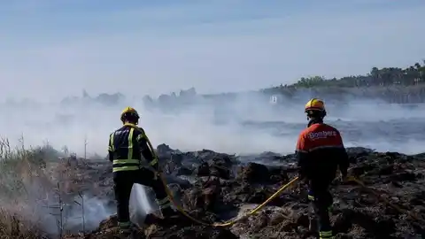 Bomberos en las labores de extinción del incendio en Elche. Bomberos en las labores de extinción del incendio en Elche.