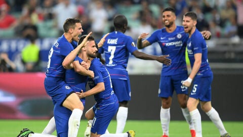 Los jugadores del Chelsea celebran un gol
