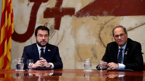Quim Torra y Pere Aragonés durante una reunión Quim Torra y Pere Aragonés durante una reunión