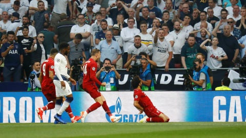 Salah celebra un gol con el Liverpool