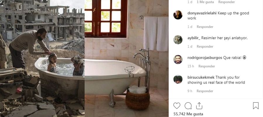 Imagen del fotógrafo turco, Uğur Gallenkuş, que muestra dos mundos separados por una línea Imagen del fotógrafo turco, Uğur Gallenkuş, que muestra dos mundos separados por una línea