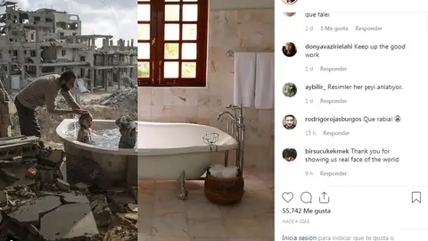 Imagen del fotógrafo turco, Uğur Gallenkuş, que muestra dos mundos separados por una línea Imagen del fotógrafo turco, Uğur Gallenkuş, que muestra dos mundos separados por una línea