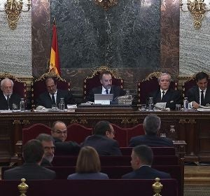 Imagen tomada de la señal institucional del Tribunal Supremo durante la cuadragésima sexta sesión del juicio Imagen tomada de la señal institucional del Tribunal Supremo durante la cuadragésima sexta sesión del juicio