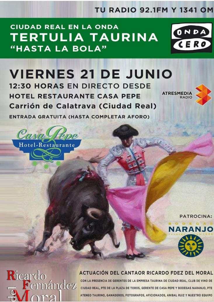 La tertulia taurina "Hasta la Bola" de Ciudad Real en la Onda, sale a la calle La tertulia taurina "Hasta la Bola" de Ciudad Real en la Onda, sale a la calle