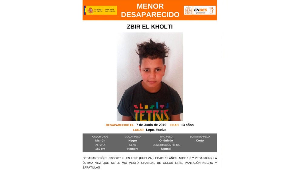 El menor desaparecido en Lepe, Zbir El Kholti 