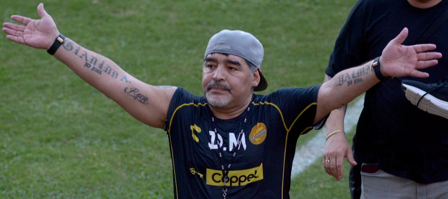 Maradona, durante un partido del Dorados Maradona, durante un partido del Dorados