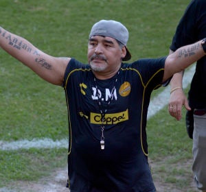 Maradona, durante un partido del Dorados Maradona, durante un partido del Dorados