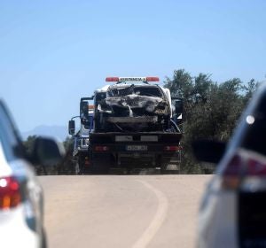 Imagen del coche de José Antonio Reyes después del accidente Imagen del coche de José Antonio Reyes después del accidente