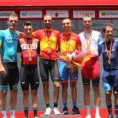 Alejandro Valverde y Julio Alberto Amores, campeones de España en ruta en el año 2019.
