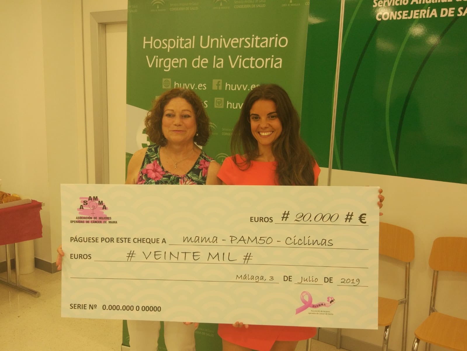 La asociación ASAMMA dona 20.000 euros para la investigación del cáncer de mama La asociación ASAMMA dona 20.000 euros para la investigación del cáncer de mama