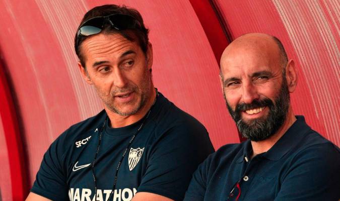 Monchi: "Hay muy buena comunicación con Julen; yo soy un enfermo del trabajo pero él lo es más" Monchi: "Hay muy buena comunicación con Julen; yo soy un enfermo del trabajo pero él lo es más"