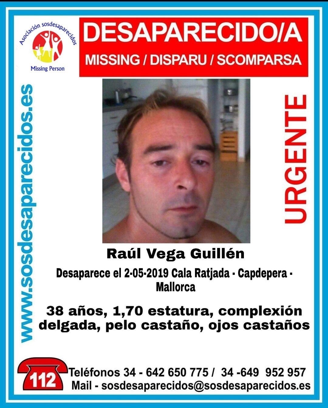 Buscan a un hombre de 38 años desaparecido en Cala Ratjada desde mayo Buscan a un hombre de 38 años desaparecido en Cala Ratjada desde mayo