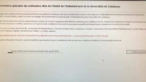 Mensaje que aparecía en los ordenadores de los jueces de Cataluña Mensaje que aparecía en los ordenadores de los jueces de Cataluña